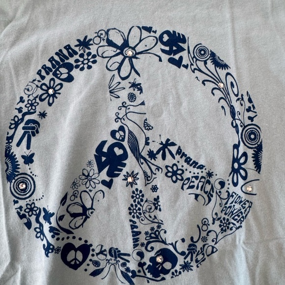 Prana Sky Blue Floral Peace Short Sleeve Tee - Picture 3 of 6